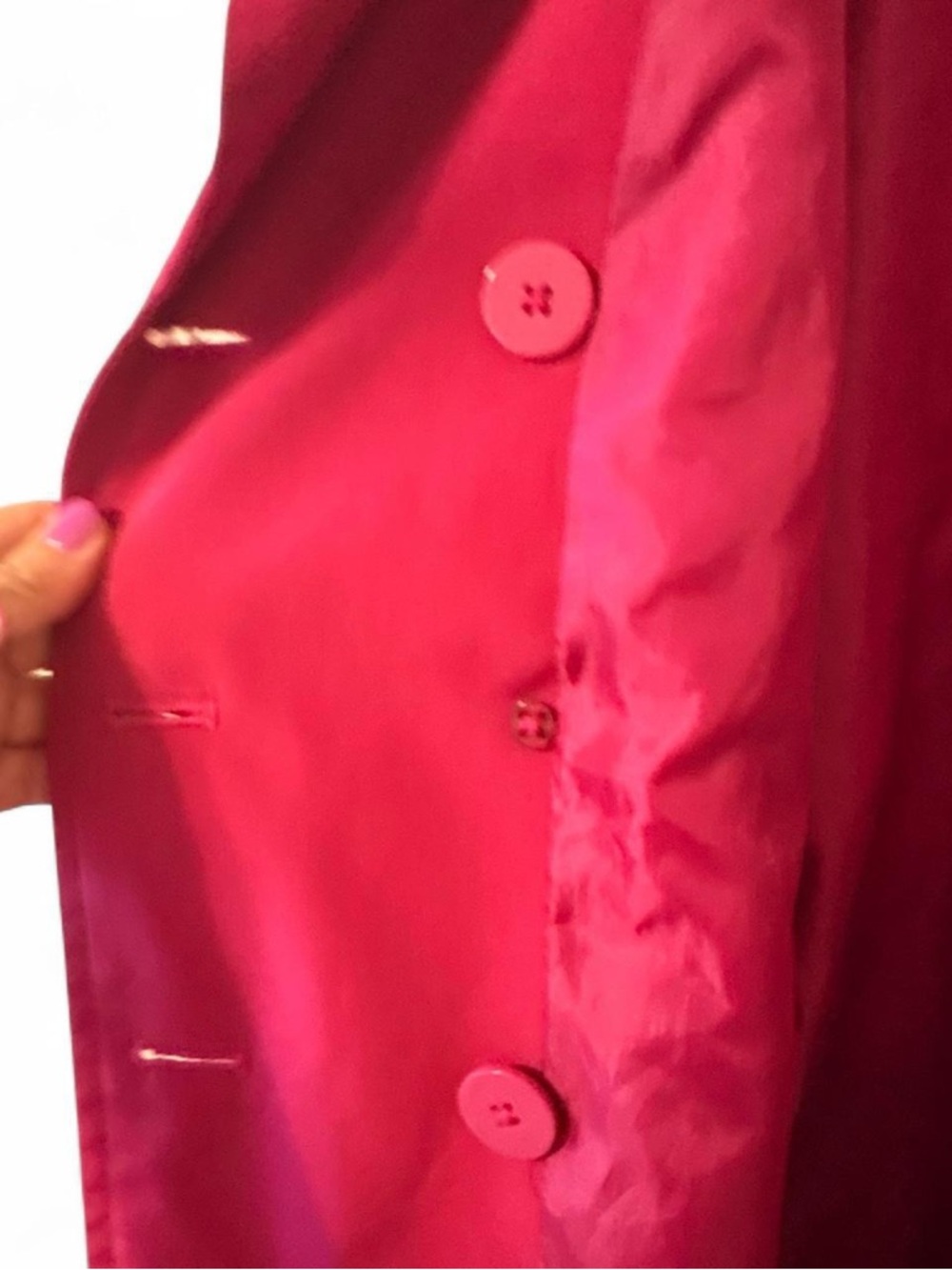 London Fog Hot Pink Double-Breasted Trench Coat with Belt - Picture 3 of 7